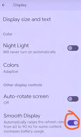 disable smooth display