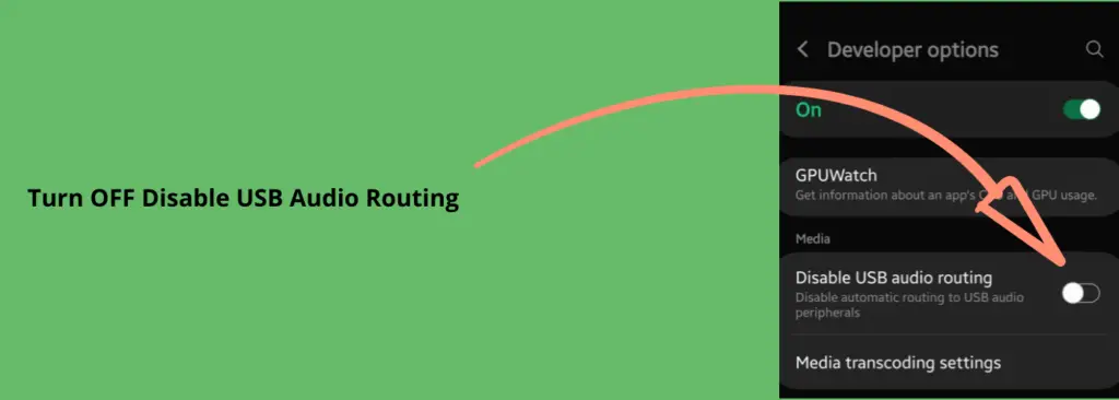 Turn OFF Disable USB audio routing