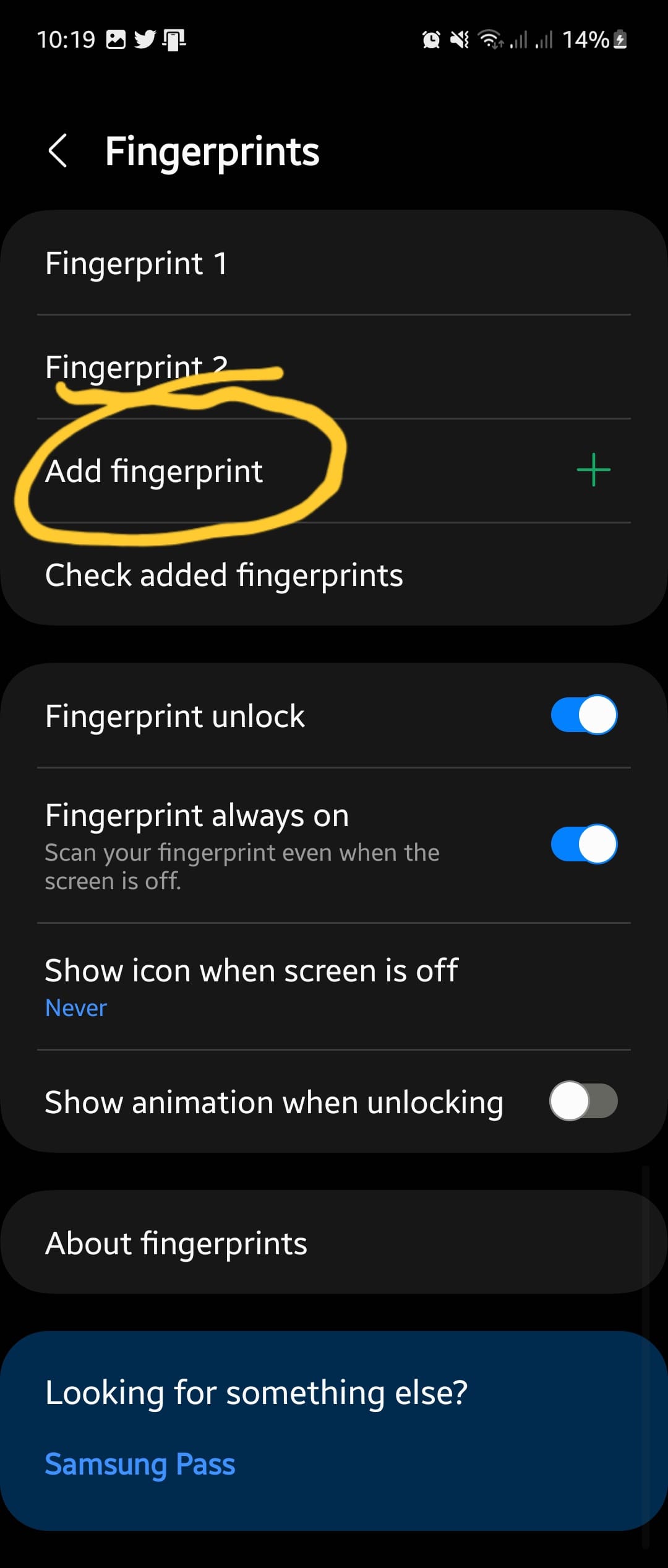 register multiple fingers