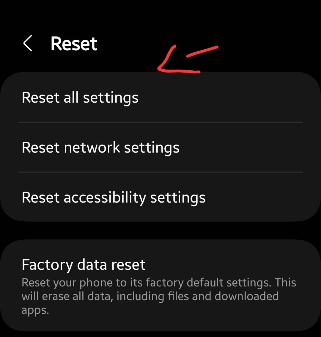 reset all settings OR apps preferences