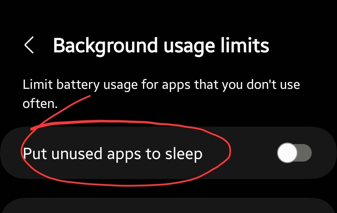 unused apps to sleep