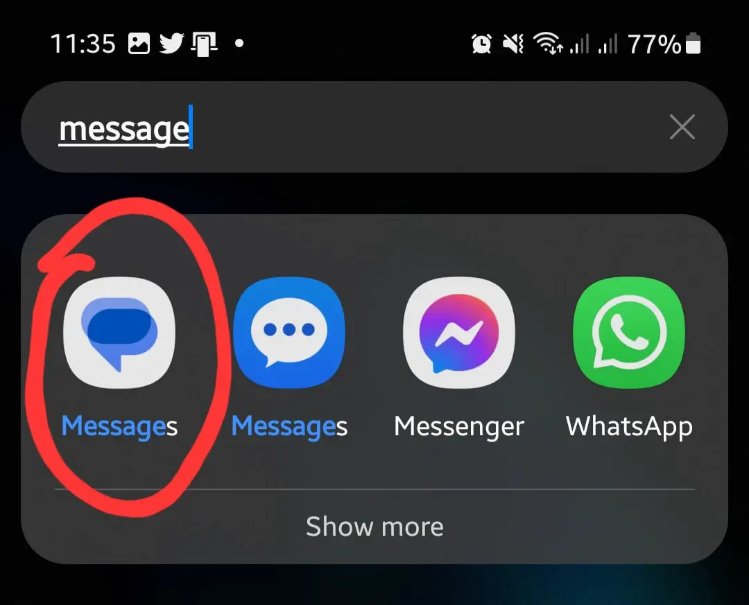 search Google messages app