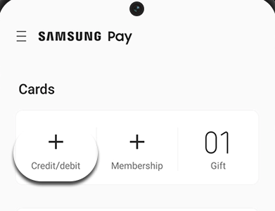 Samsung pay add the card