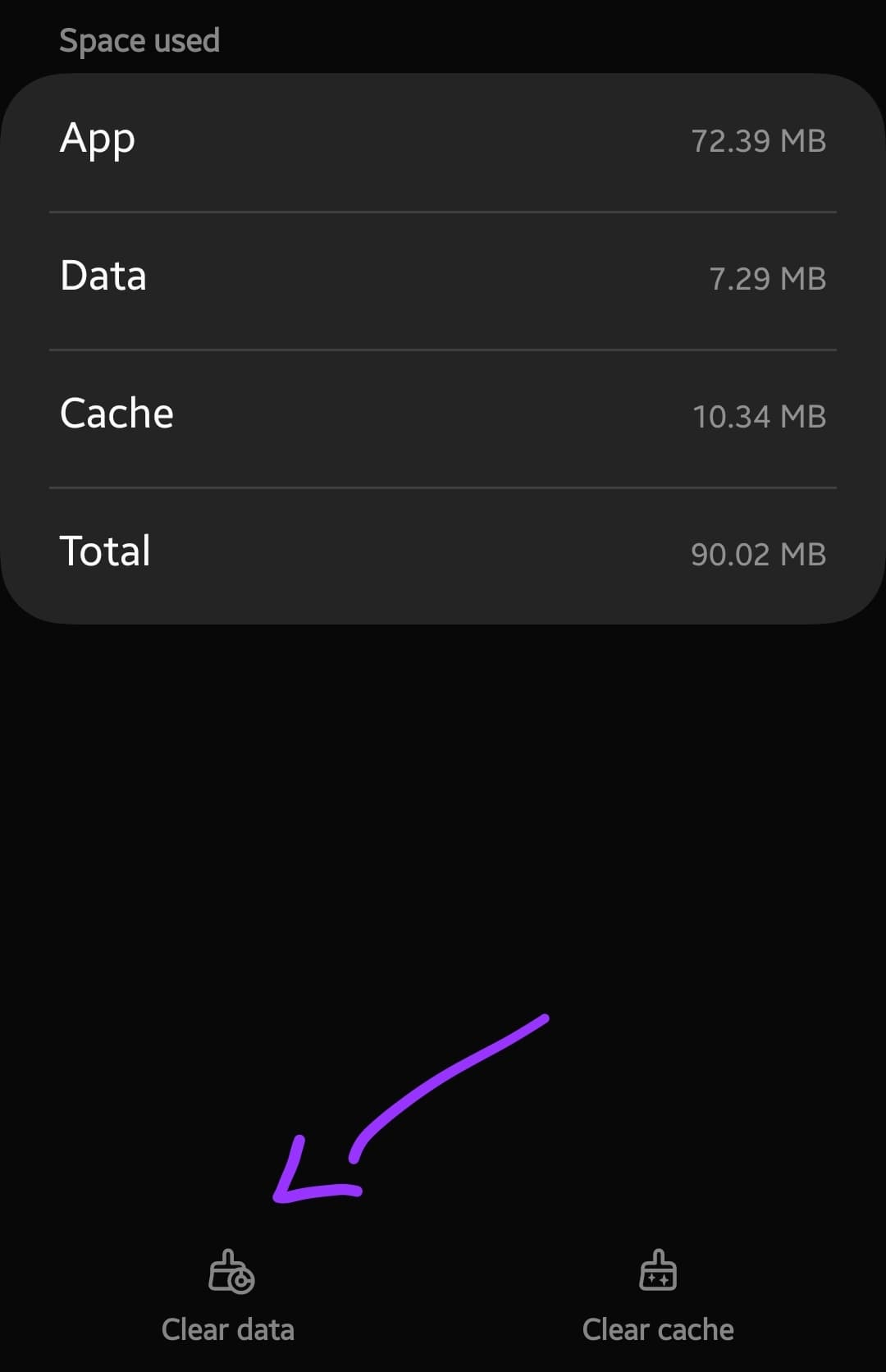 clear data of the app