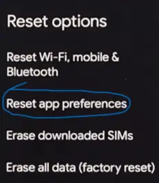 how to reset app preference