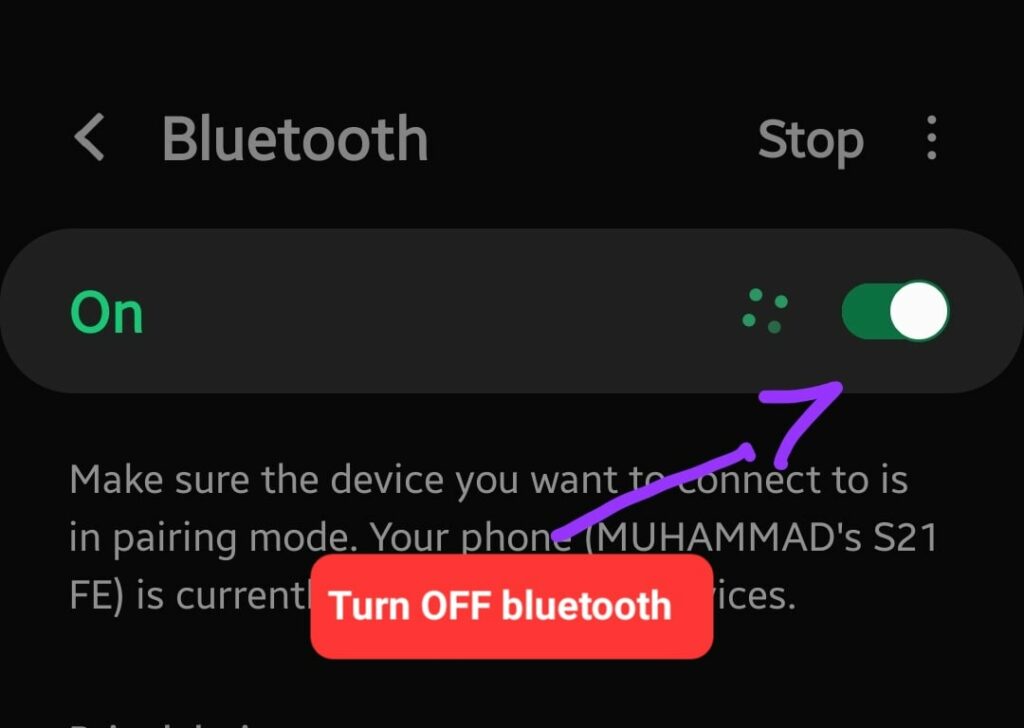 turn OFF bluetooth