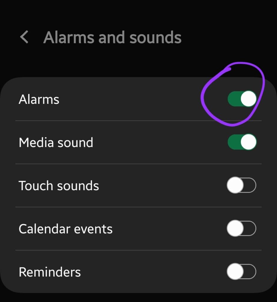 allow alarm in do not disturb mode