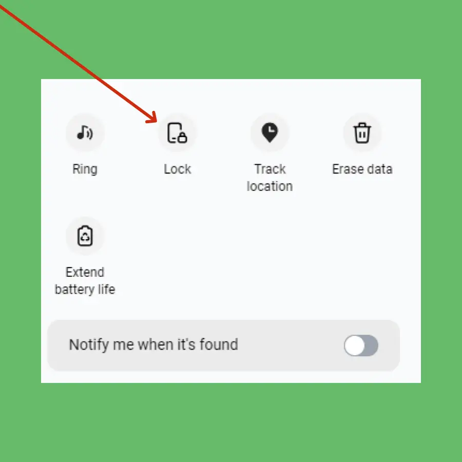 select lock option in find my mobile