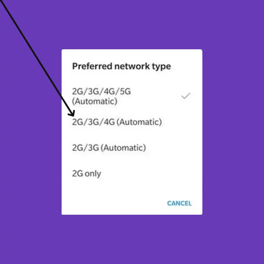 Disable the 5G network