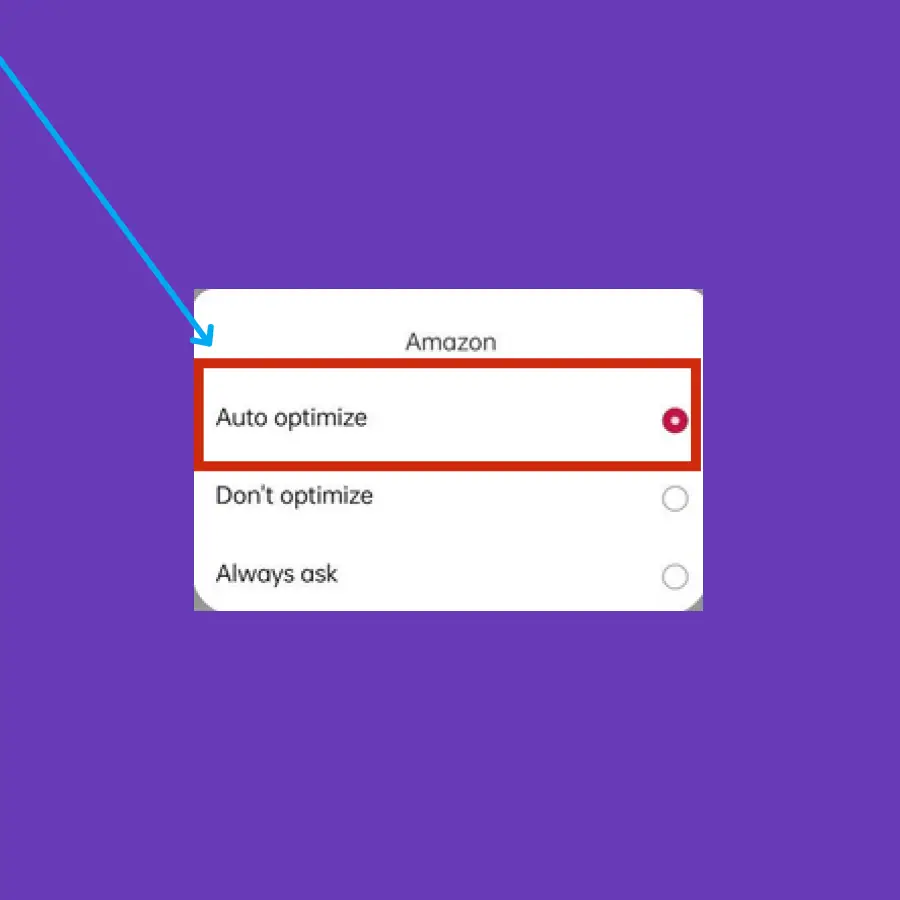 select auto optimize option for apps