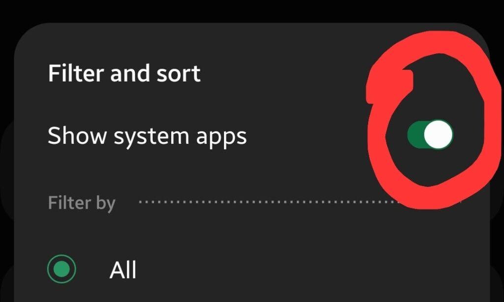 select show system apps