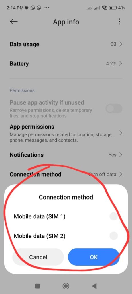 set the mobile network to send sms on messages app